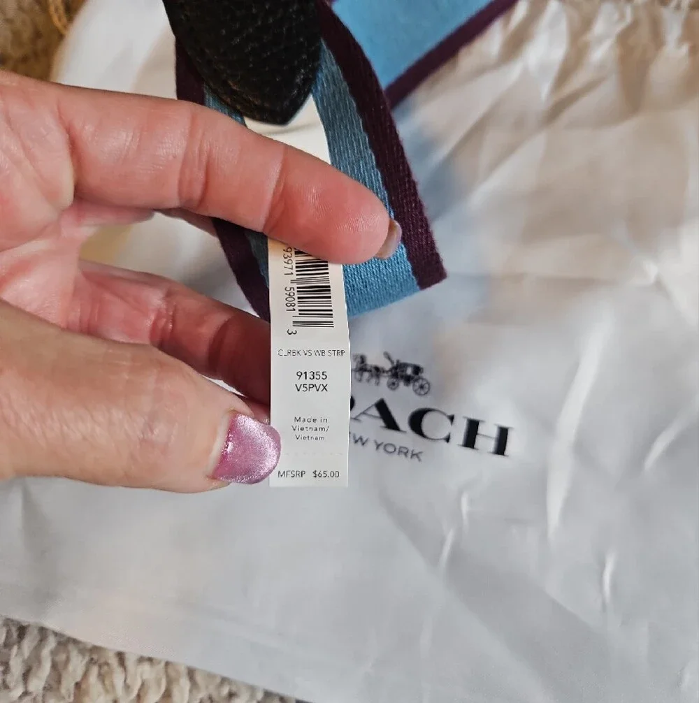 Coach Light Blue and Purple Adjustable Bag Strap - Picture 2 of 3